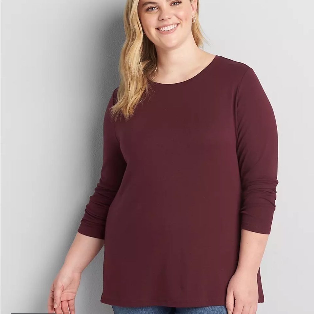 Lane Bryant maron long sleeve ribbed knit top 10
